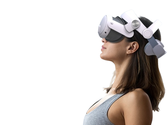 Cliente con visore VR Meta Quest 3