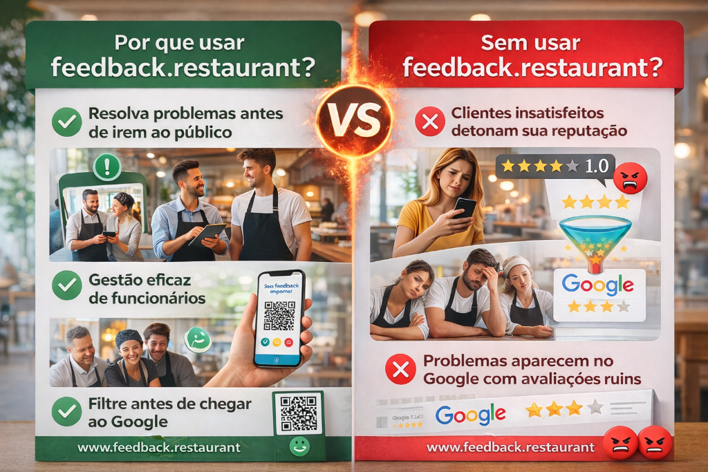 Comparação: Por que usar feedback.restaurant vs Sem usar