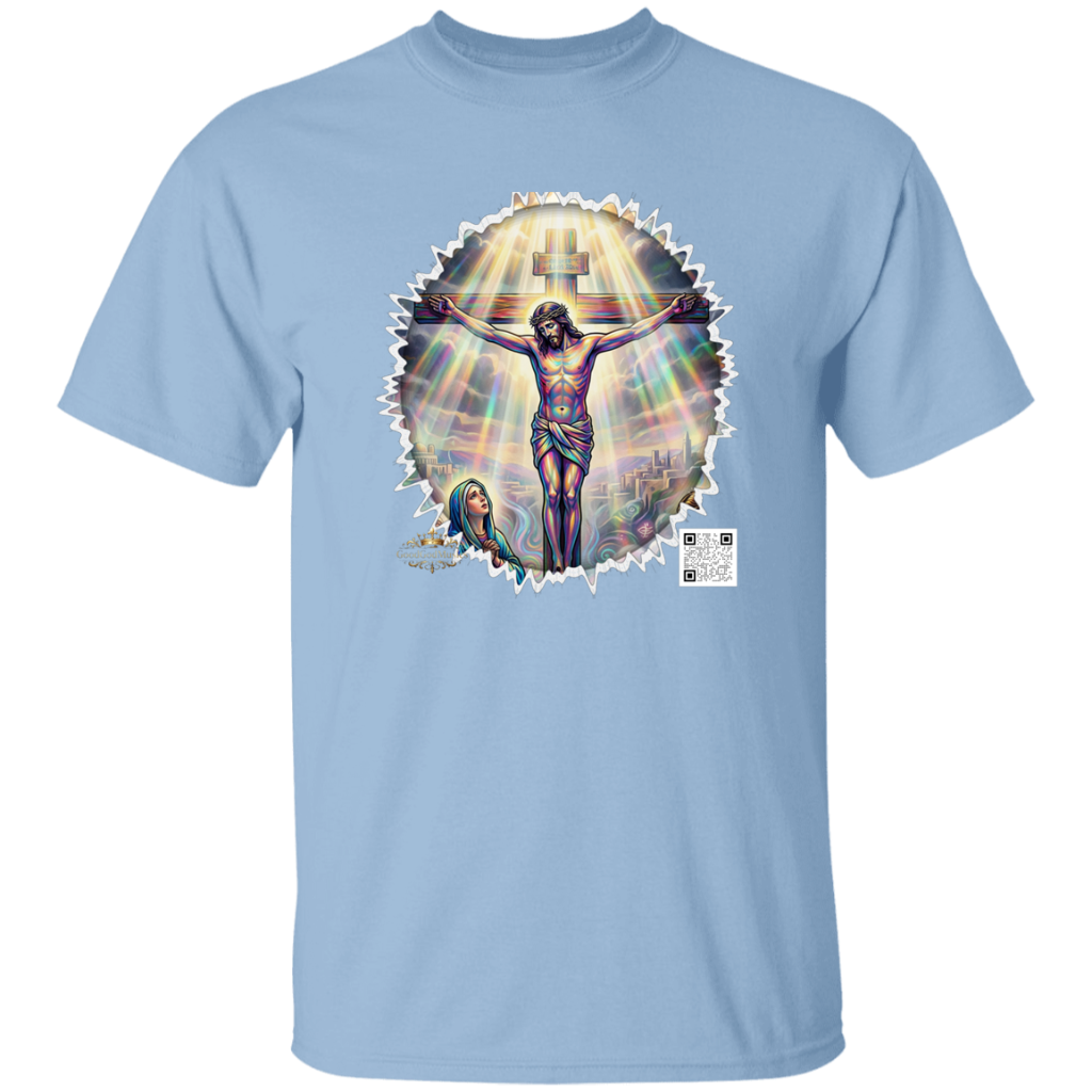 Gildan 5.3oz T-Shirt - Cross (Light Blue)