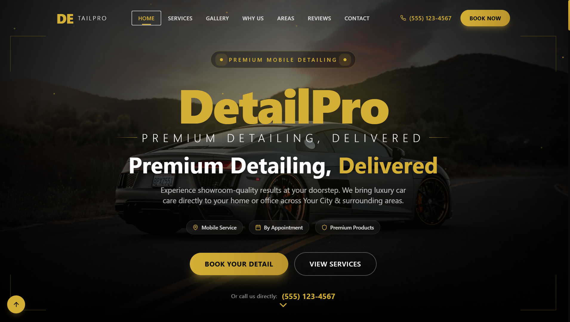 DetailPro — Mobile Auto Detailing Website with Booking template preview