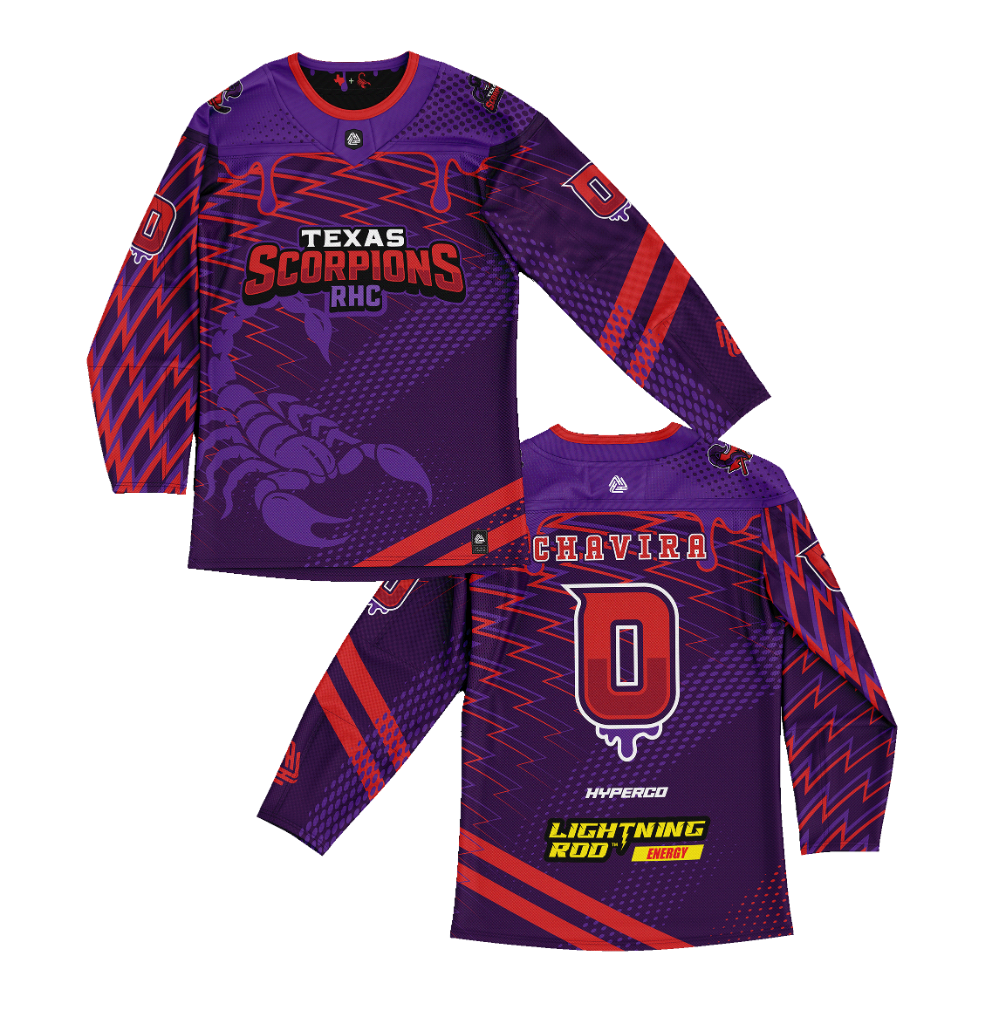 Itan Chavira Texas Scorpions Home Midnight Purple Roller Hockey Jersey