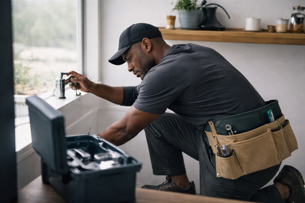 Professional handyman at work