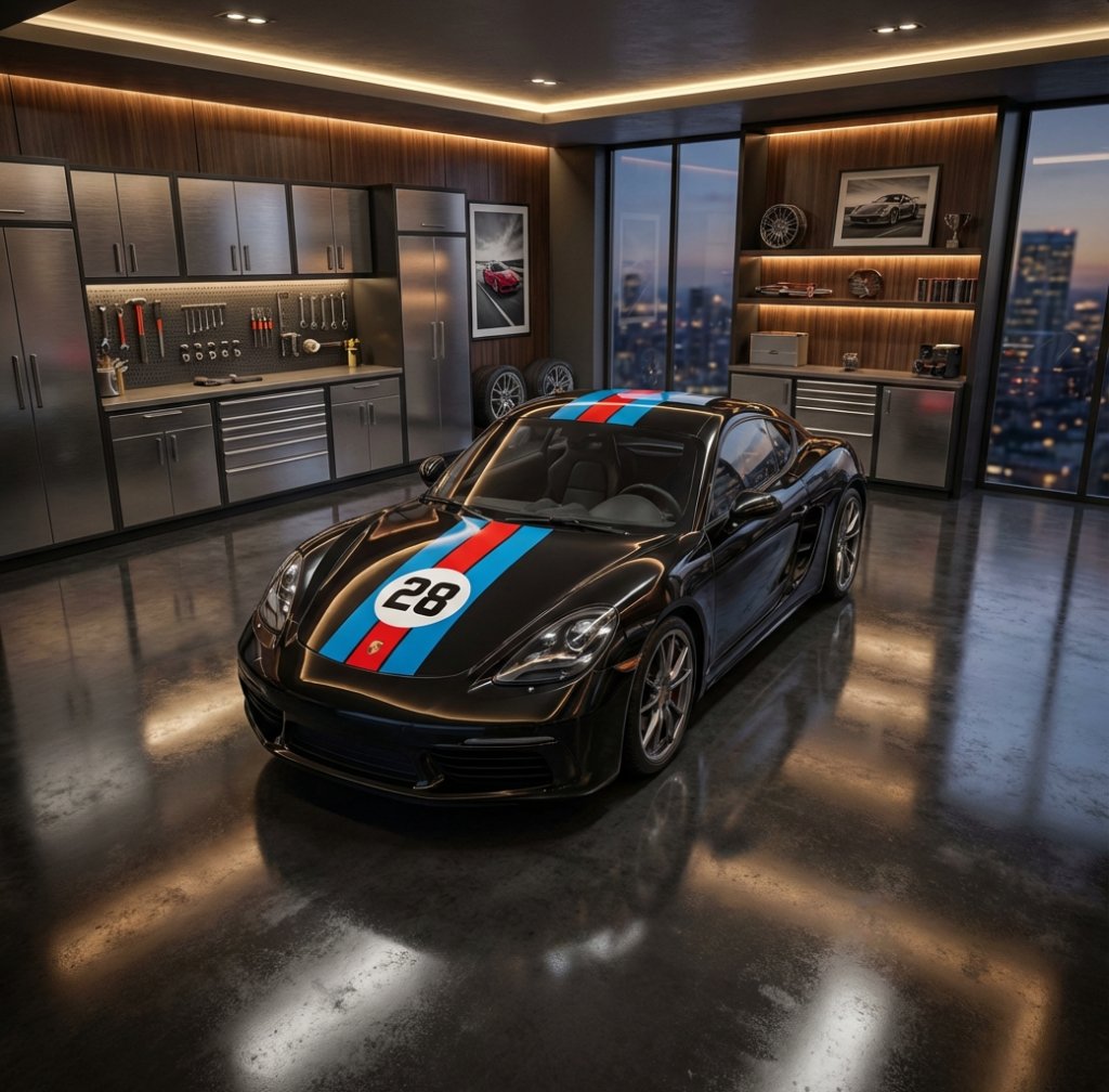 Porsche Cayman Brumos Racing Stripes #28