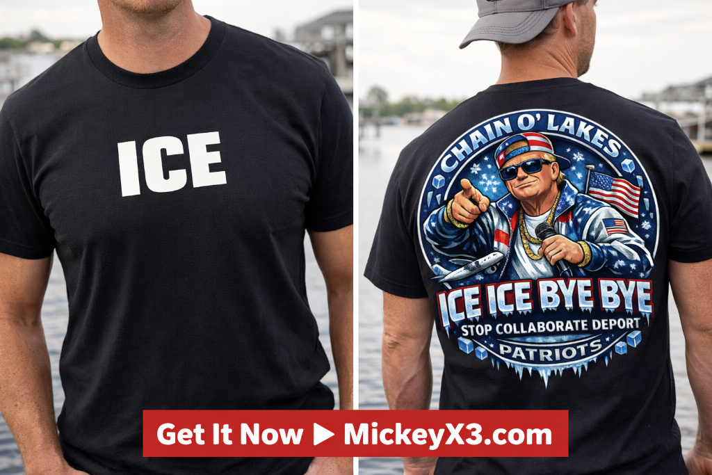 Trump Ice Ice Bye Bye Parody T-Shirt Chain O Lakes Patriots Political Satire Stop Collaborate Deport