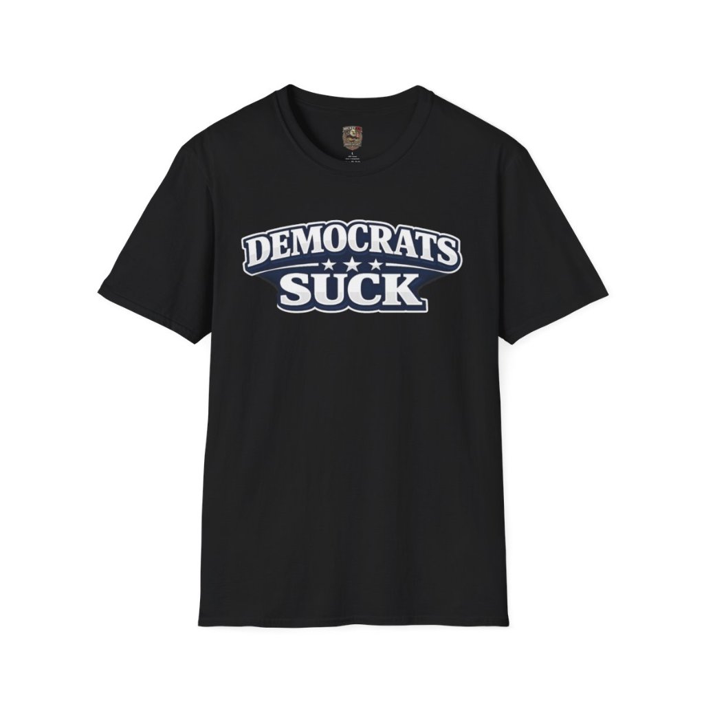 Democrats Suck Political Satire T-Shirt front view - Eagle Carrying Donkey Graphic - Conservative patriotic merchandise by Mickey X3