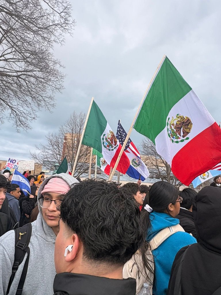 Flags at the student walkout protest