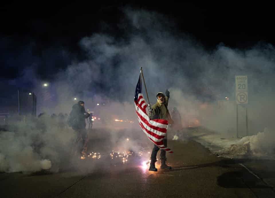 Protester with American Flag