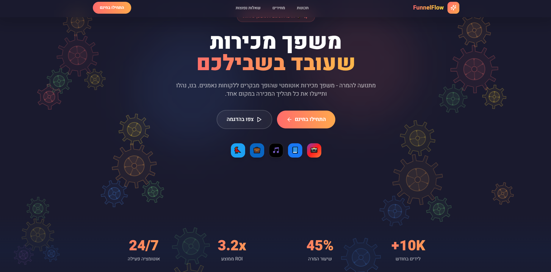 דף נחיתה אנימטיבי ומרהיב לניהול סושיאל template preview