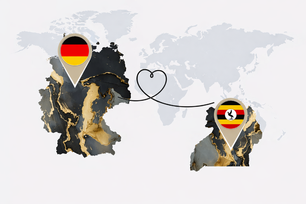 Germany to Uganda connection map