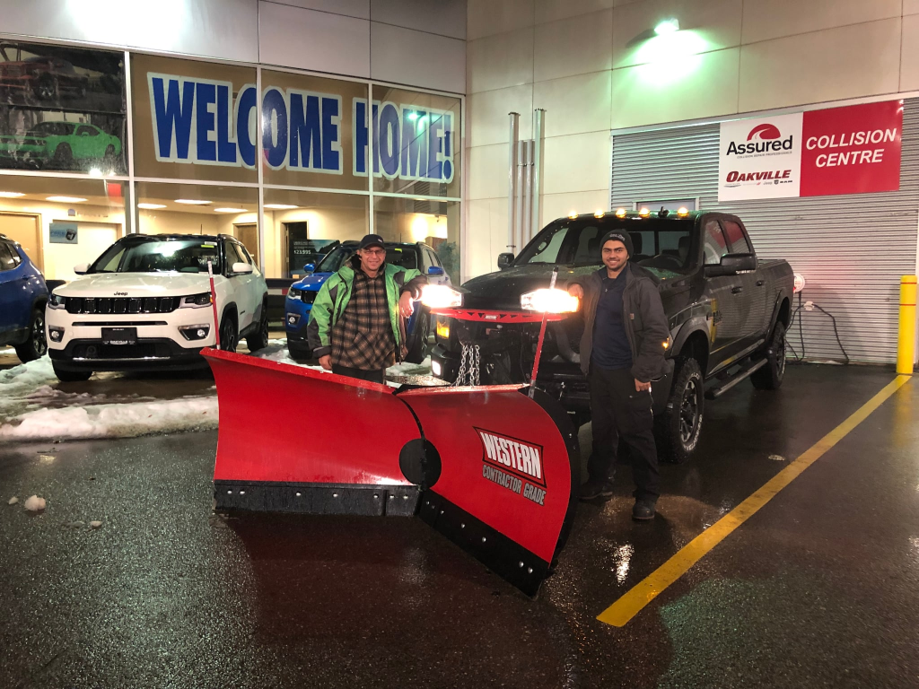 Snow removal team with equipment