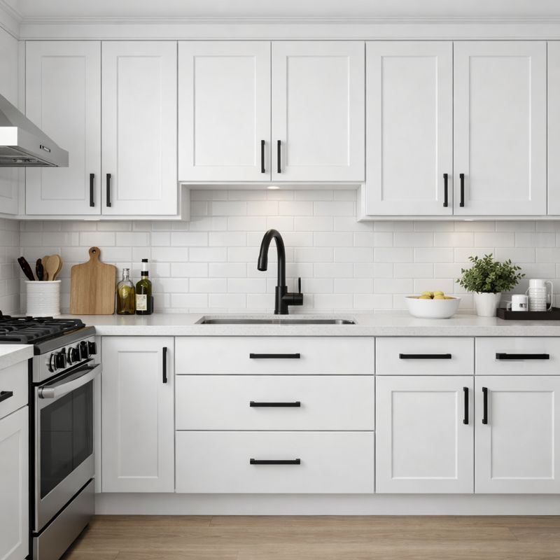 Premium white shaker cabinet doors in modern kitchen