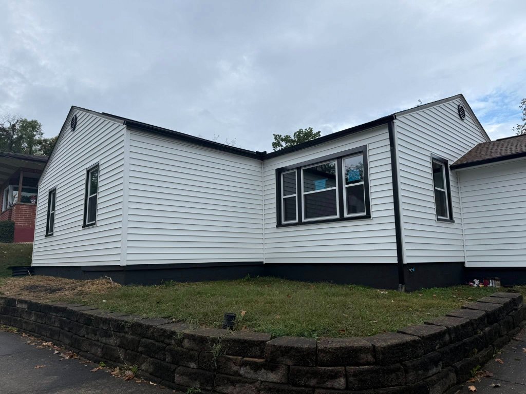 Modern White Siding with Black Trim