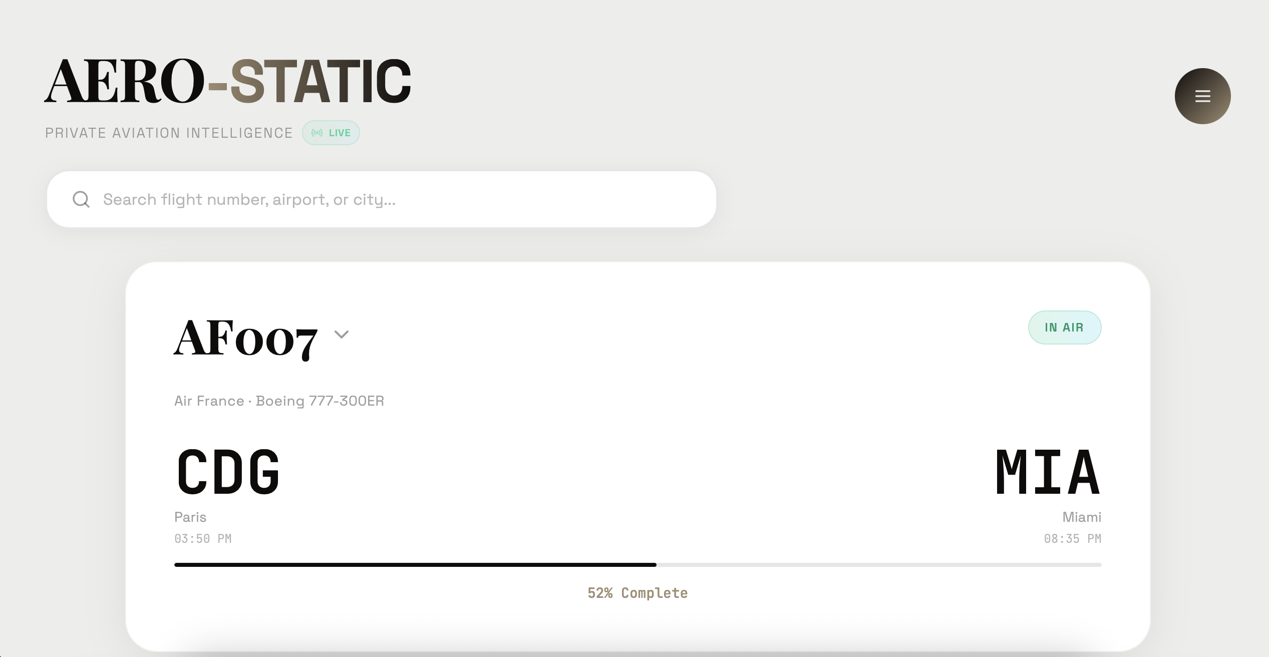 Flight Tracker template preview