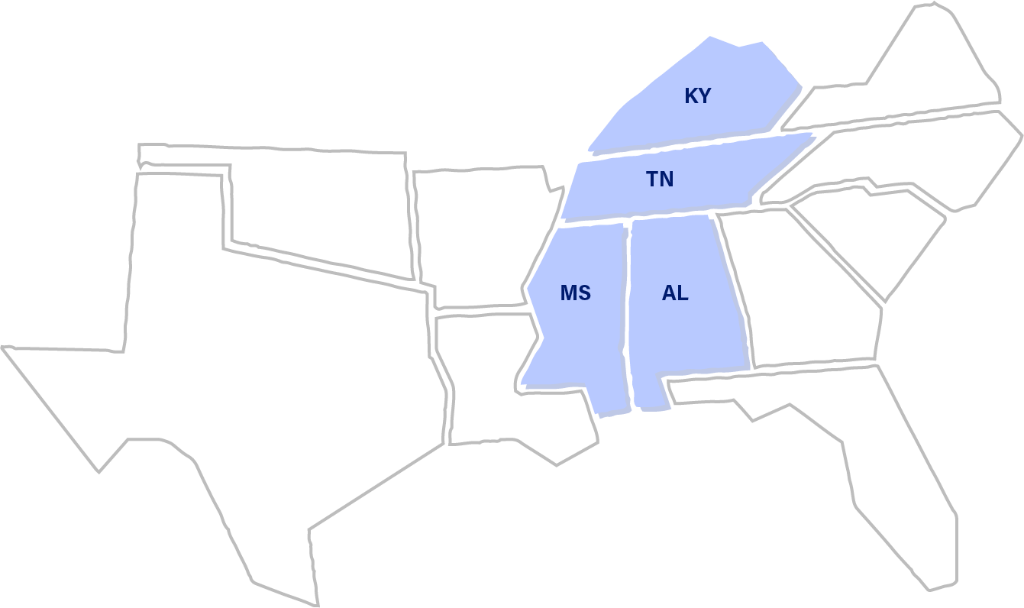 States We Serve - MS, TN, KY, AL