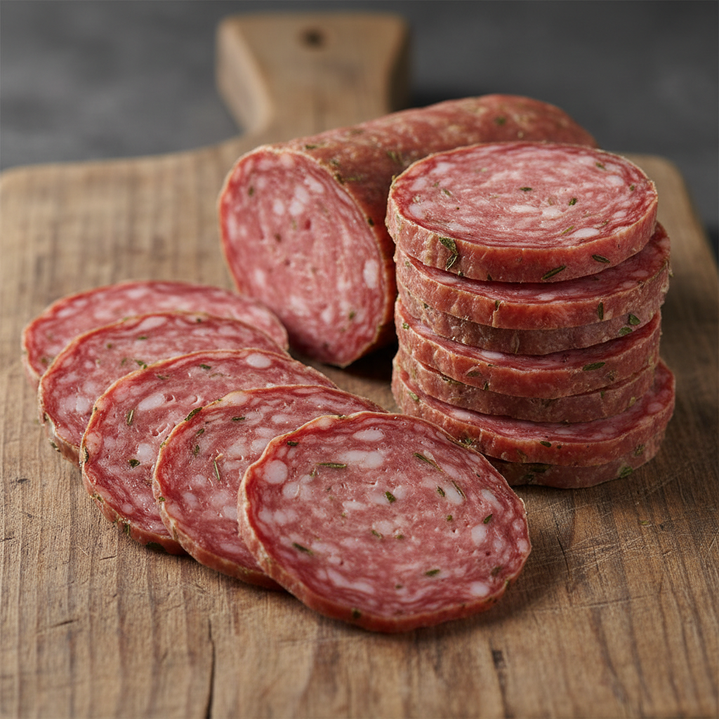 SALAMI COCIDO CON HIERBAS FINAS fresco — CARNES FRIAS A GRANEL