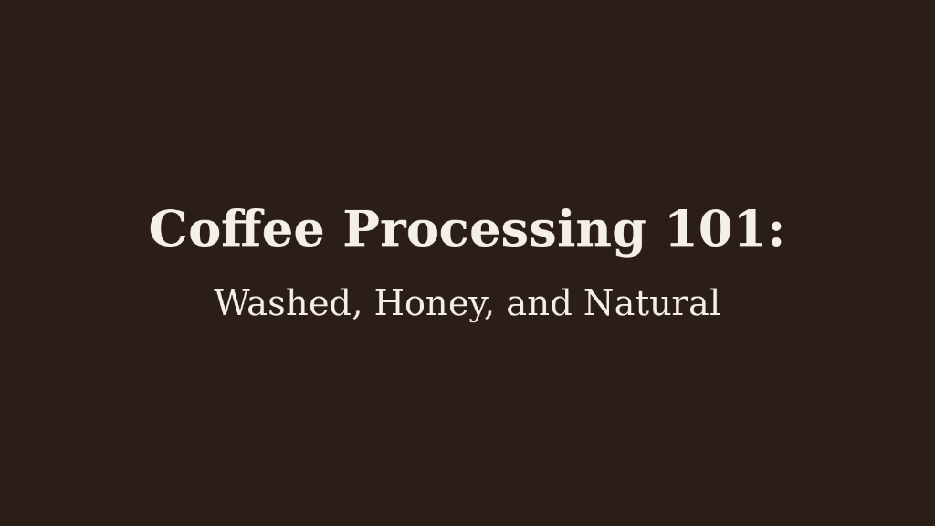 Coffee Processing 101: Washed, Honey, and Natural