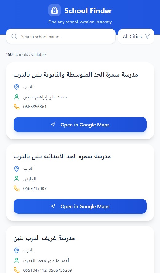Schools Locations template preview