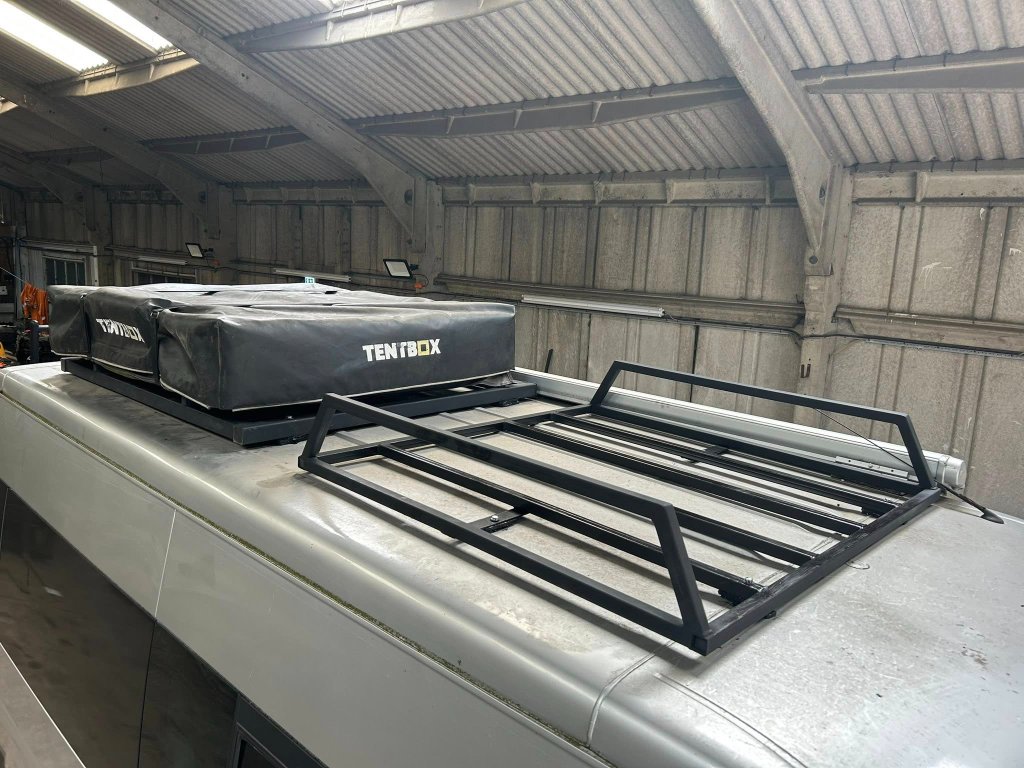 Custom campervan roof rack fabricated at Steelhawk Welding, Westbury