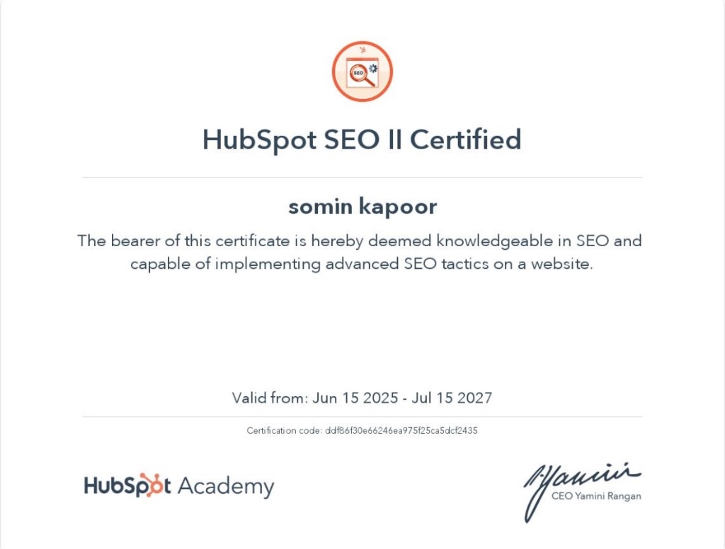 HubSpot SEO II Certified