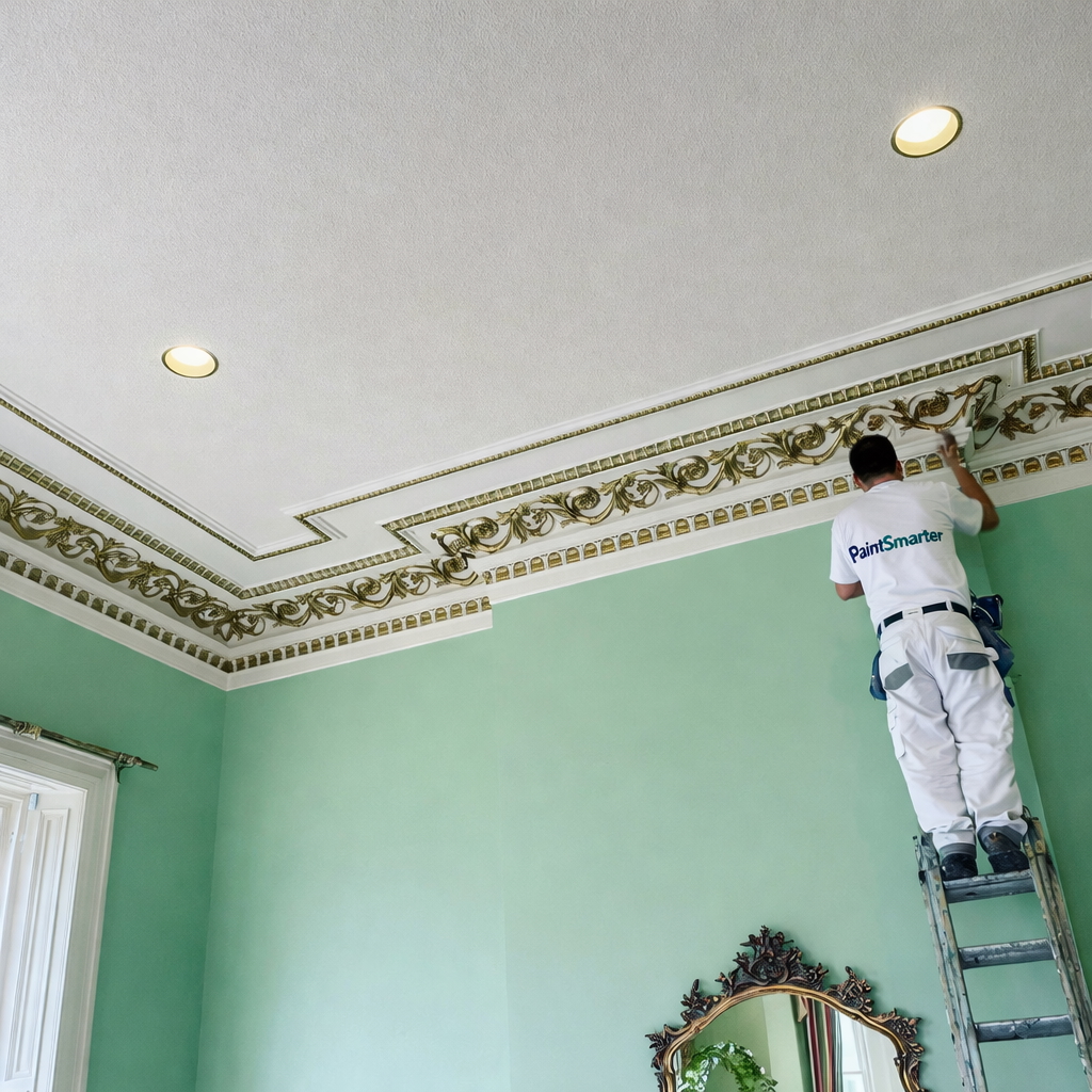 Interior cornices and trim painting