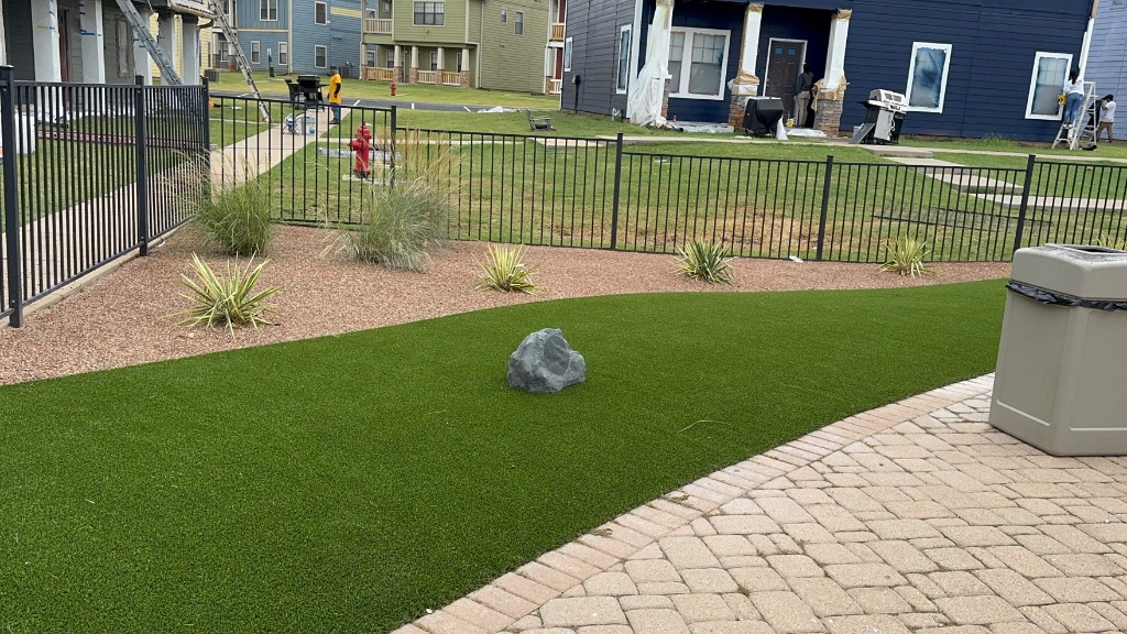Artificial turf installation project 8 in Stillwater Oklahoma by Advanced Turf Services