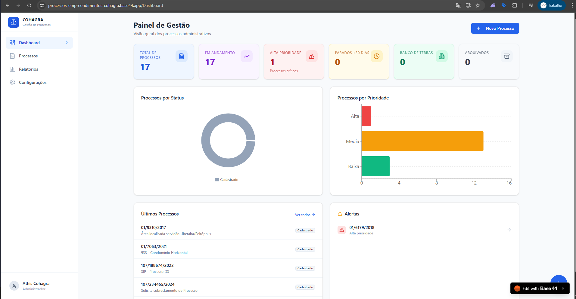 Gestão Processos COHAGRA template preview
