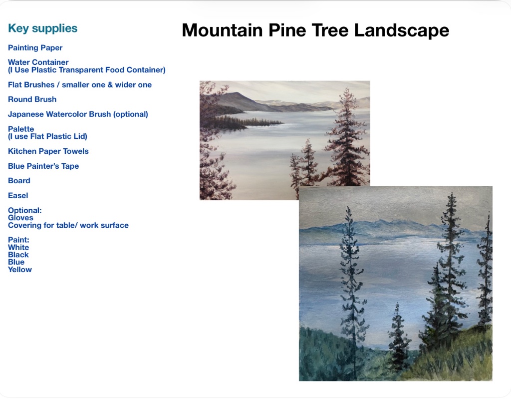 Pine Trees Mountain and Water