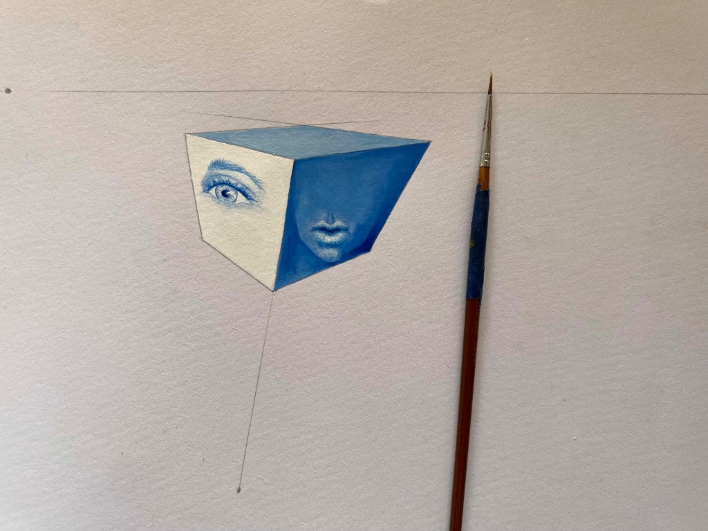 Paint Line Within a Cube & Add an Eye & Mouth