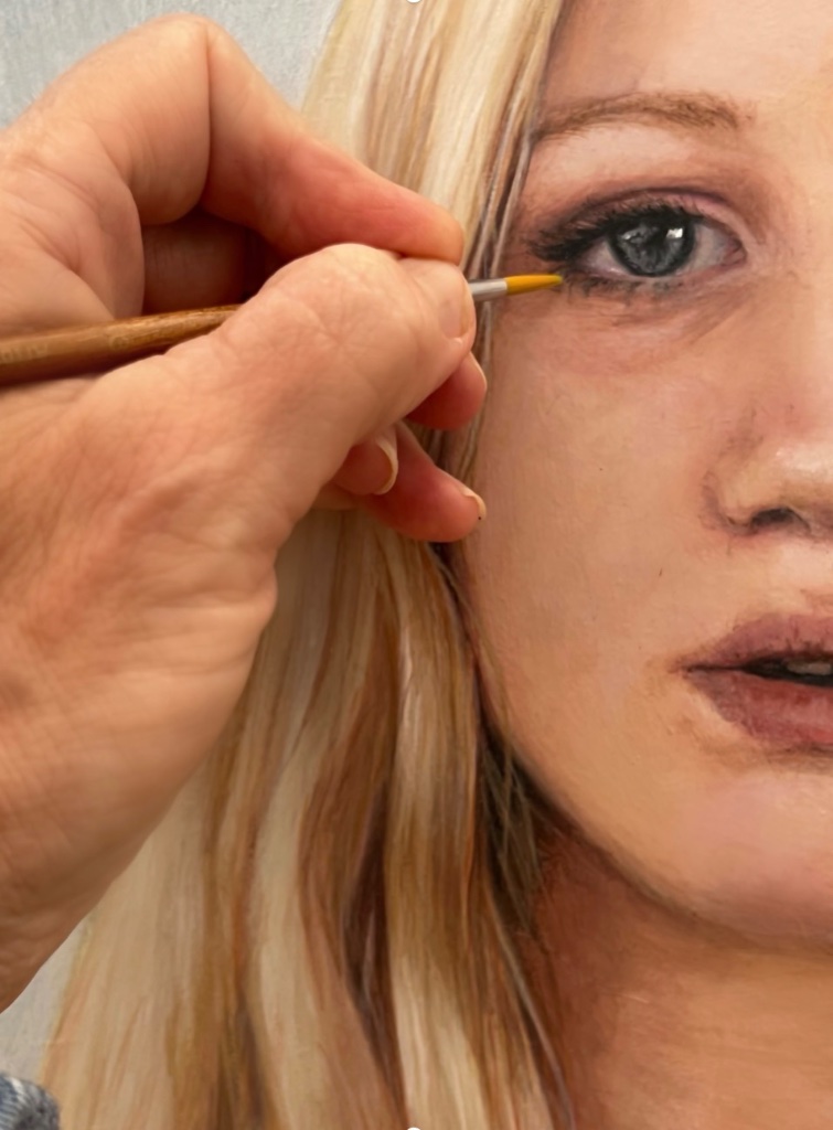 Painting a realistic eye in progress