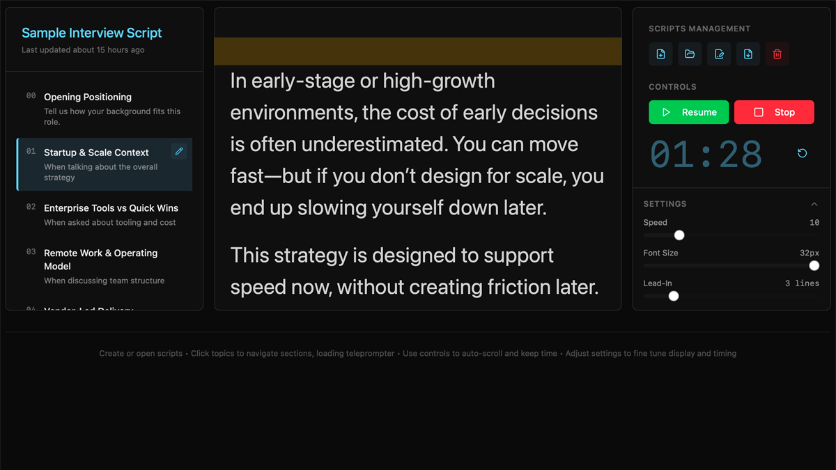 Desktop & Mobile-Ready Teleprompter template preview