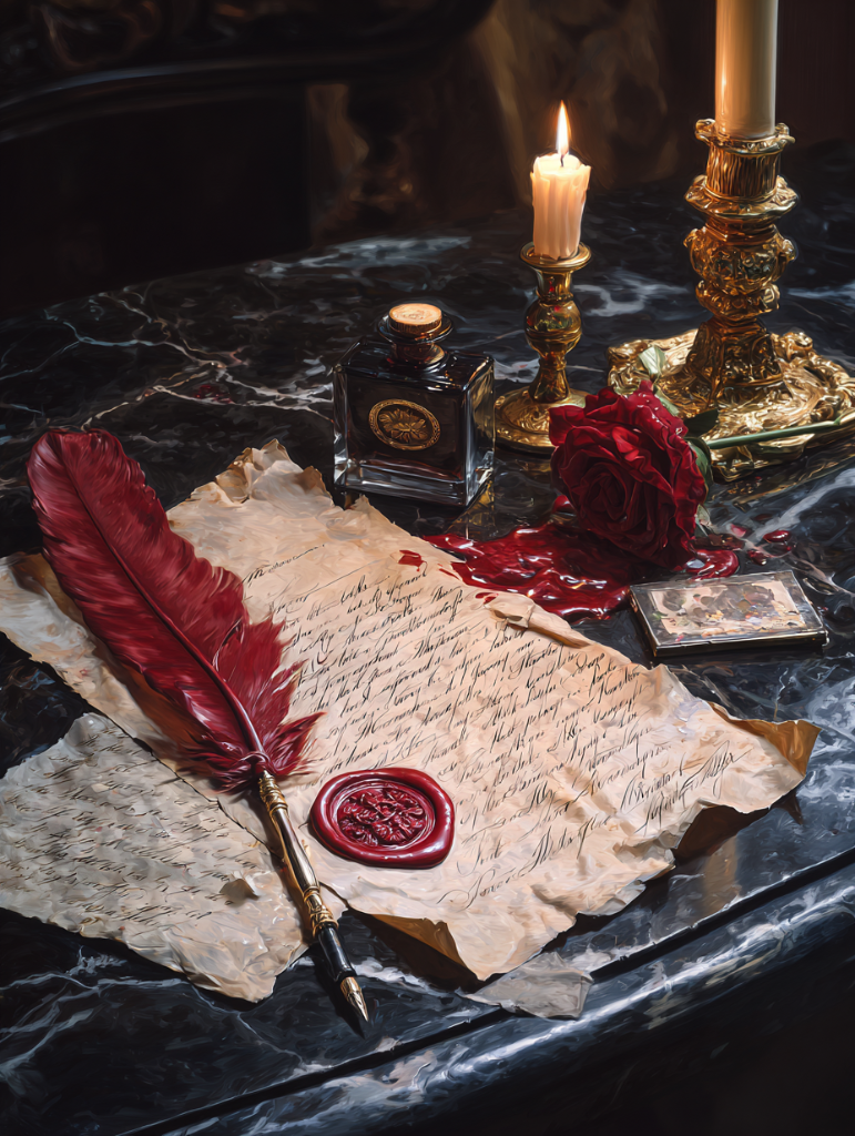 Royal parchment still life