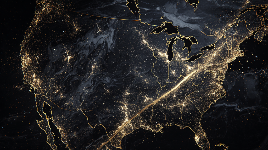 La Veillée — path across the United States