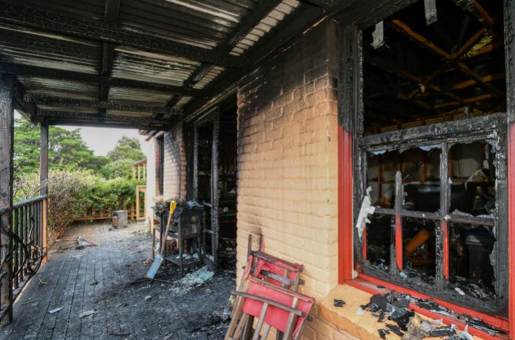 Fire damage at Meredith House