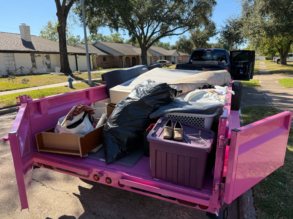 Pink Piggy Pickup Owner with Truck and Trailer