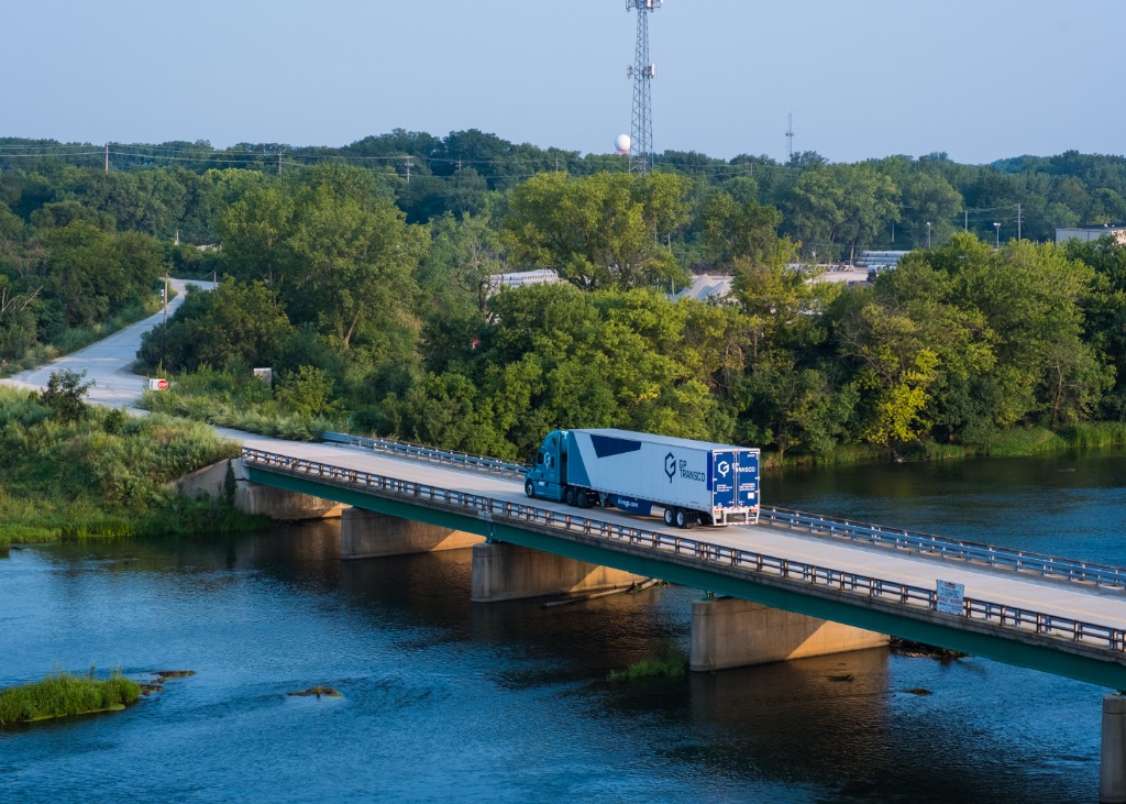 GP Transco truck crossing bridge