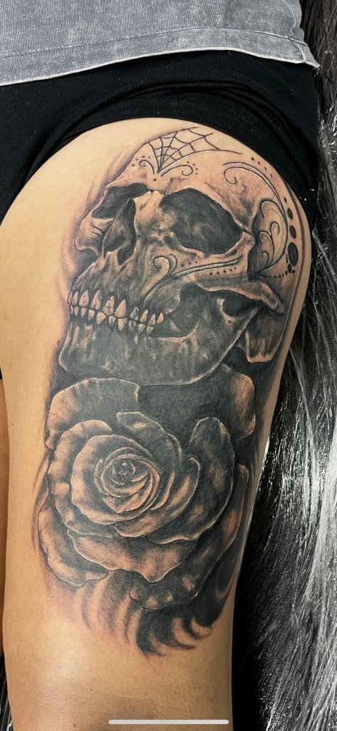 Skull with Rose Cover Up