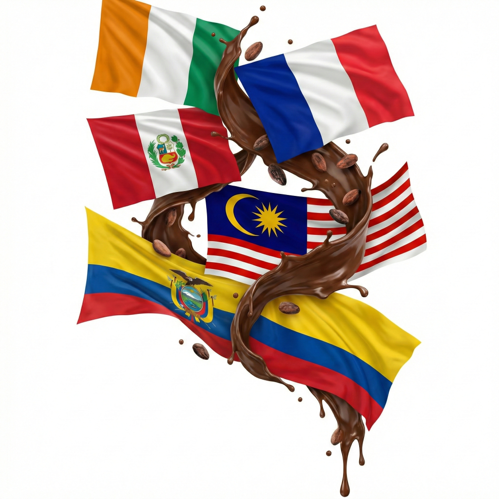 International chocolate and flags whirlwind