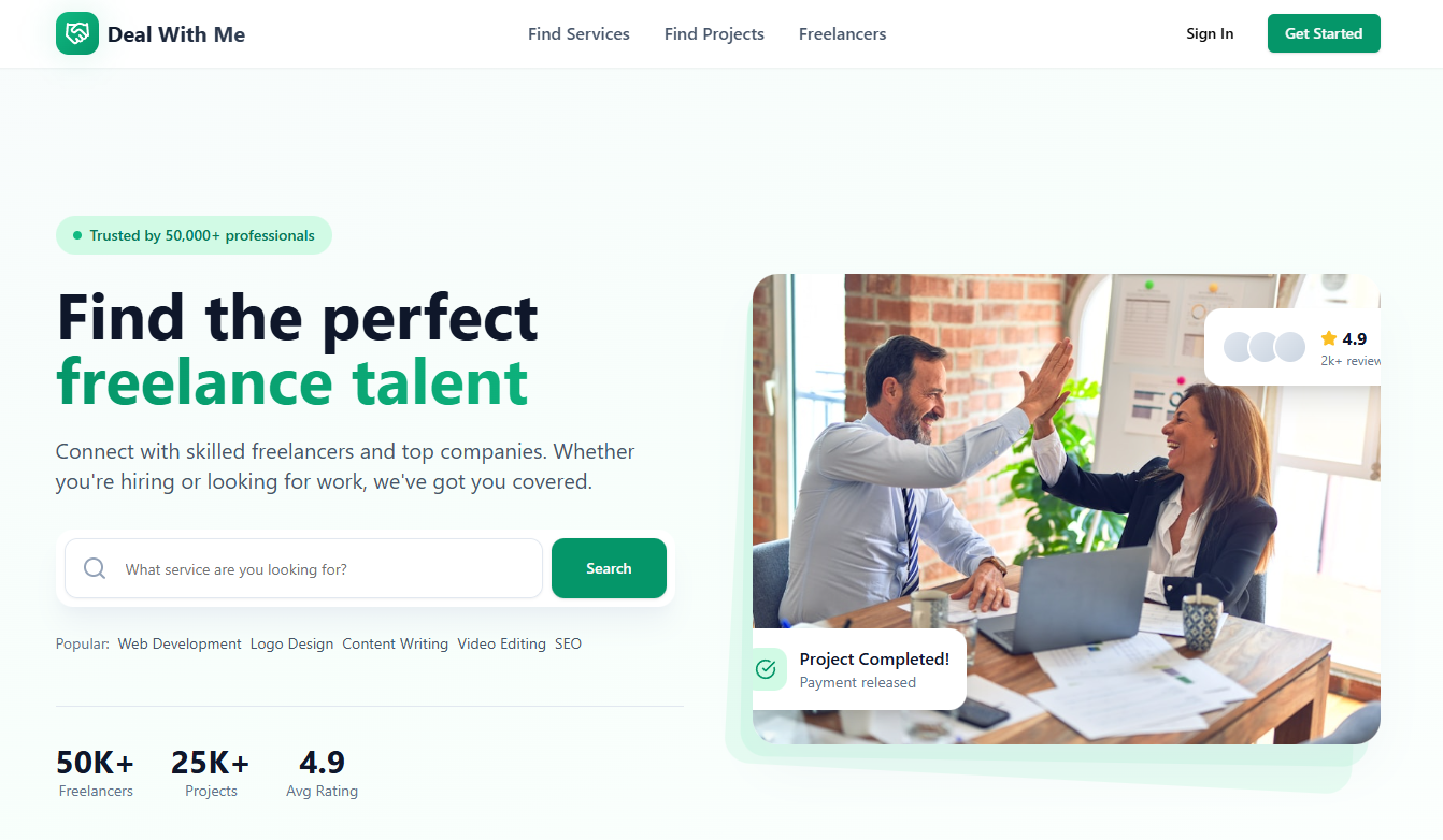 Freelancer Marketplace (Fiverr style) template preview