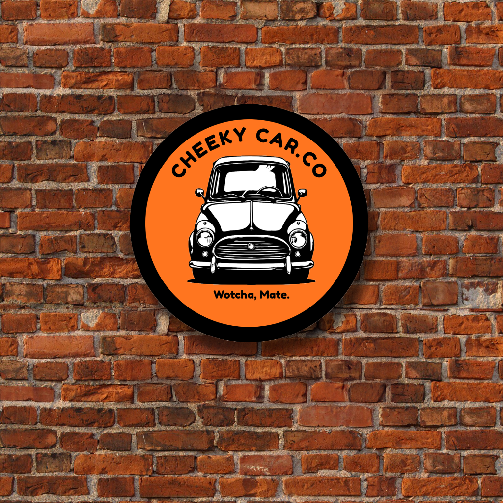 Cheeeky Car Company logo on brick wall