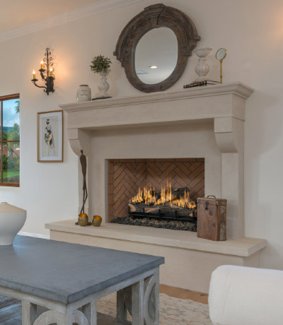 Elegant White Herringbone Fireplace