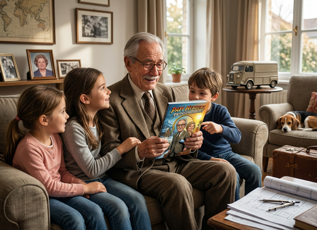 Personalized retirement comic book gift for grandpa - custom illustrated life story for Herbert