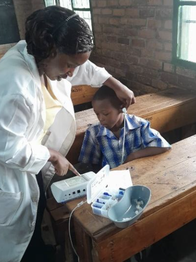 Ear screening in progress