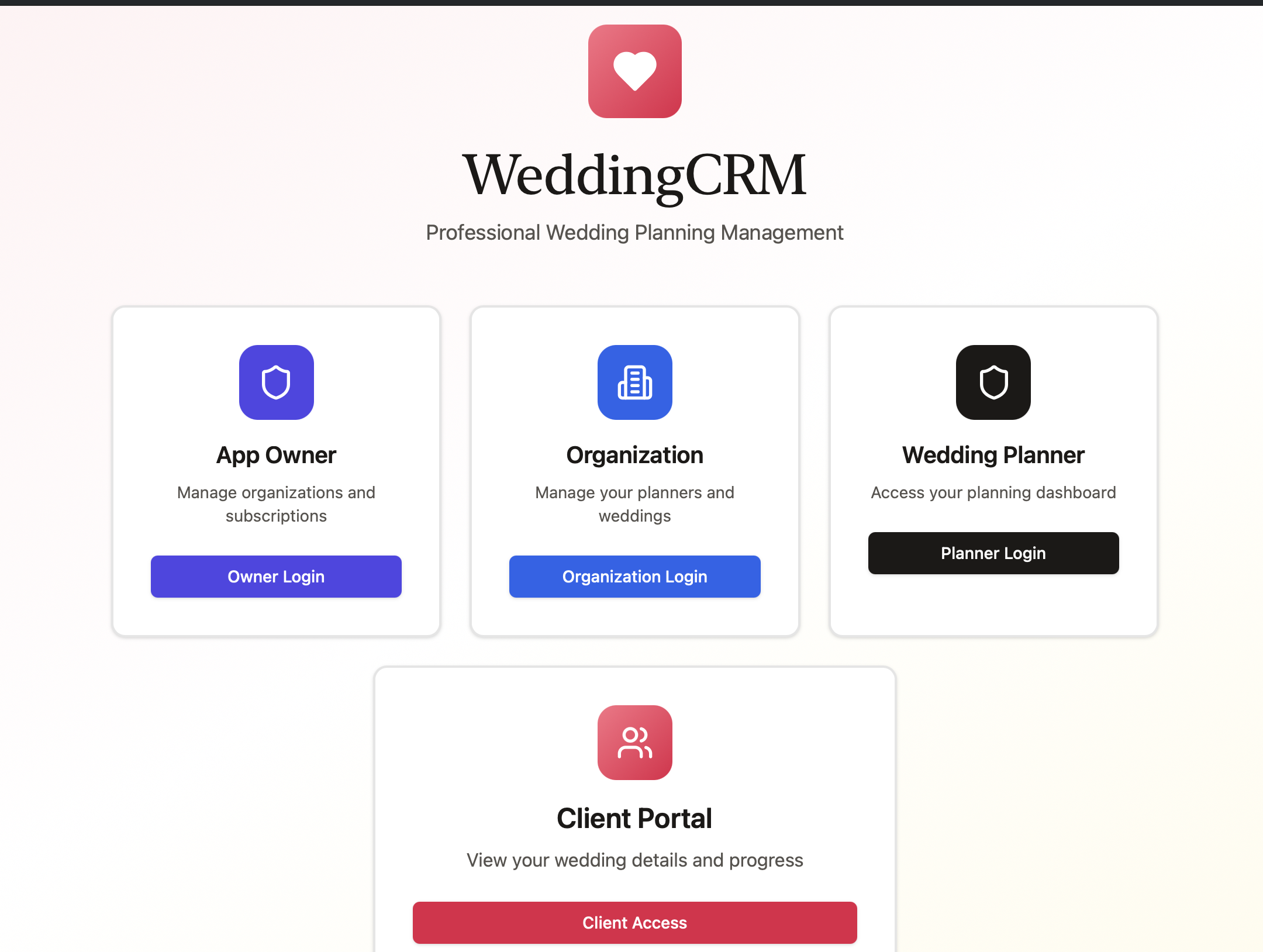 Wedding CRM template preview