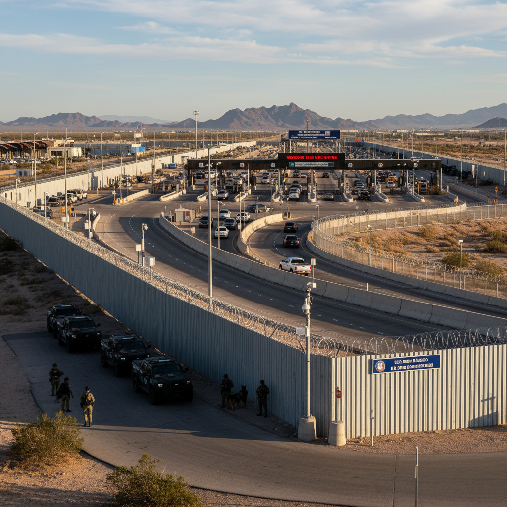 Security measures at US-Mexico border crossing