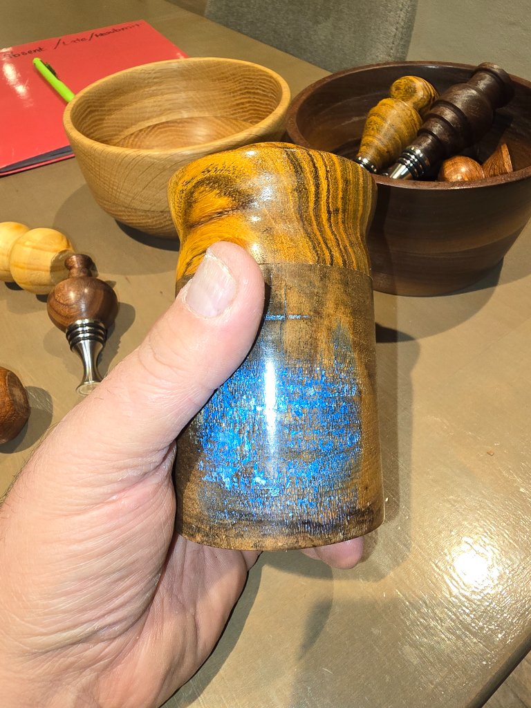 Box with blue epoxy accent