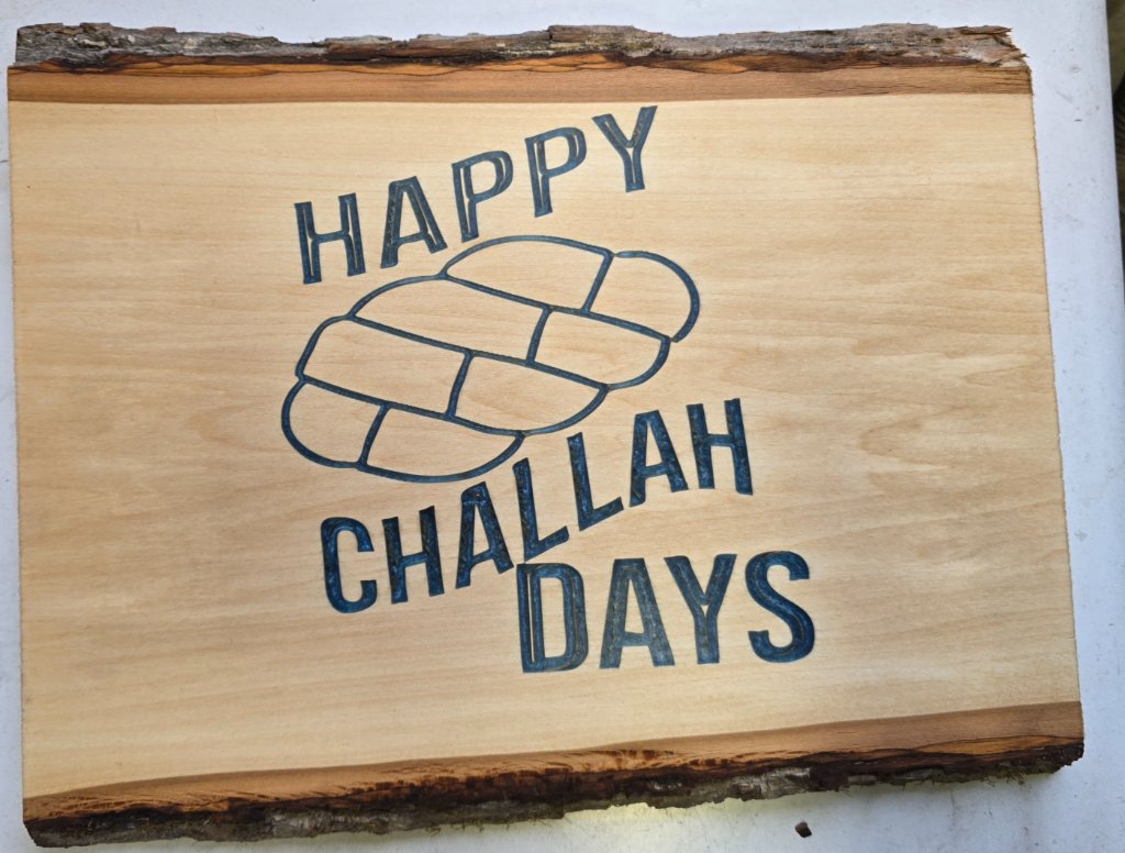 Happy Challah Days board with playful design