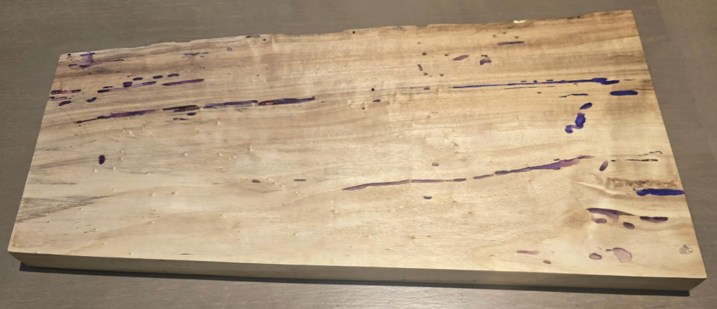Cottonwood & Resin Live Edge Charcuterie Board with blue epoxy rivers