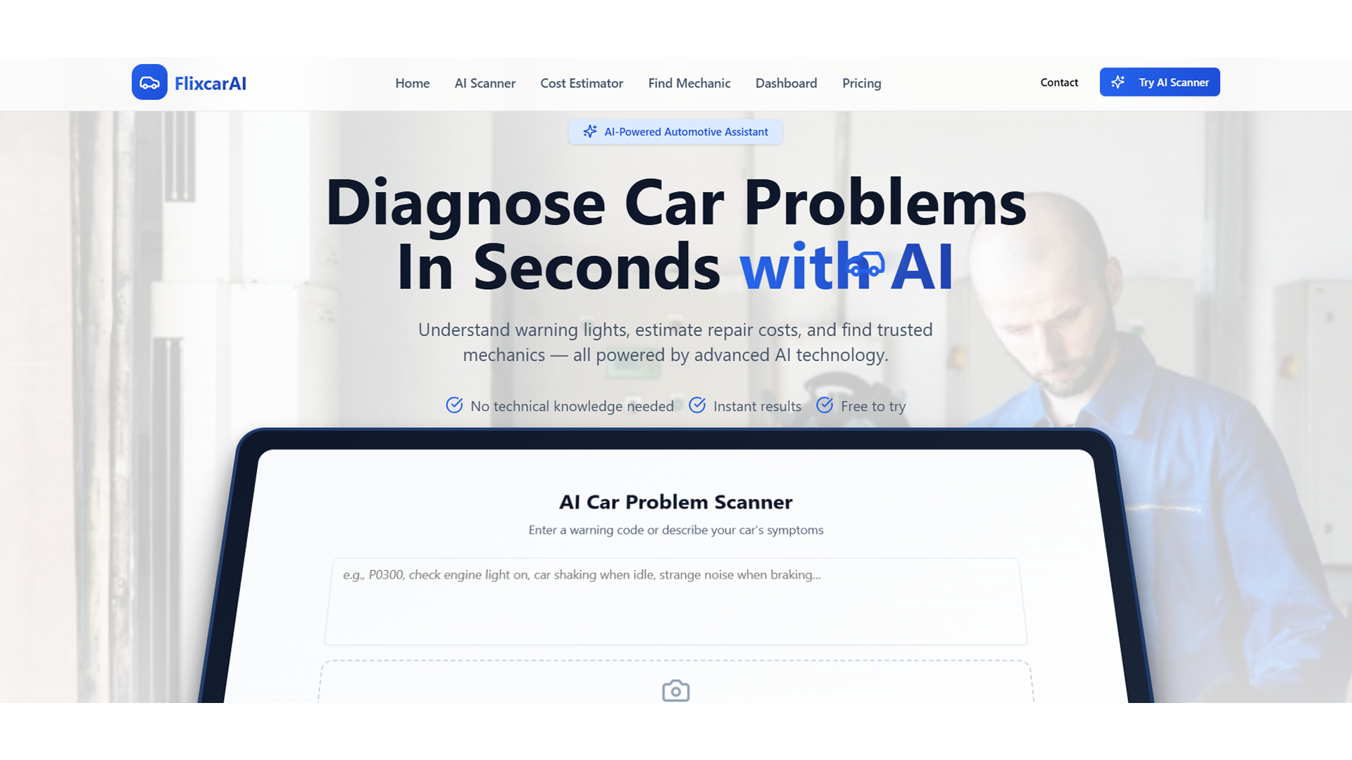 FlixcarAI – AI Car Diagnosis e Repair Cost Estimator template preview