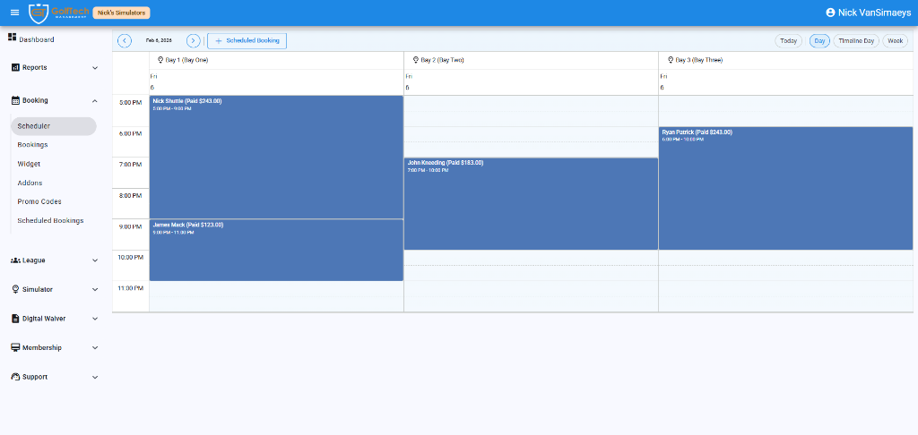 Golf Simulator Scheduler
