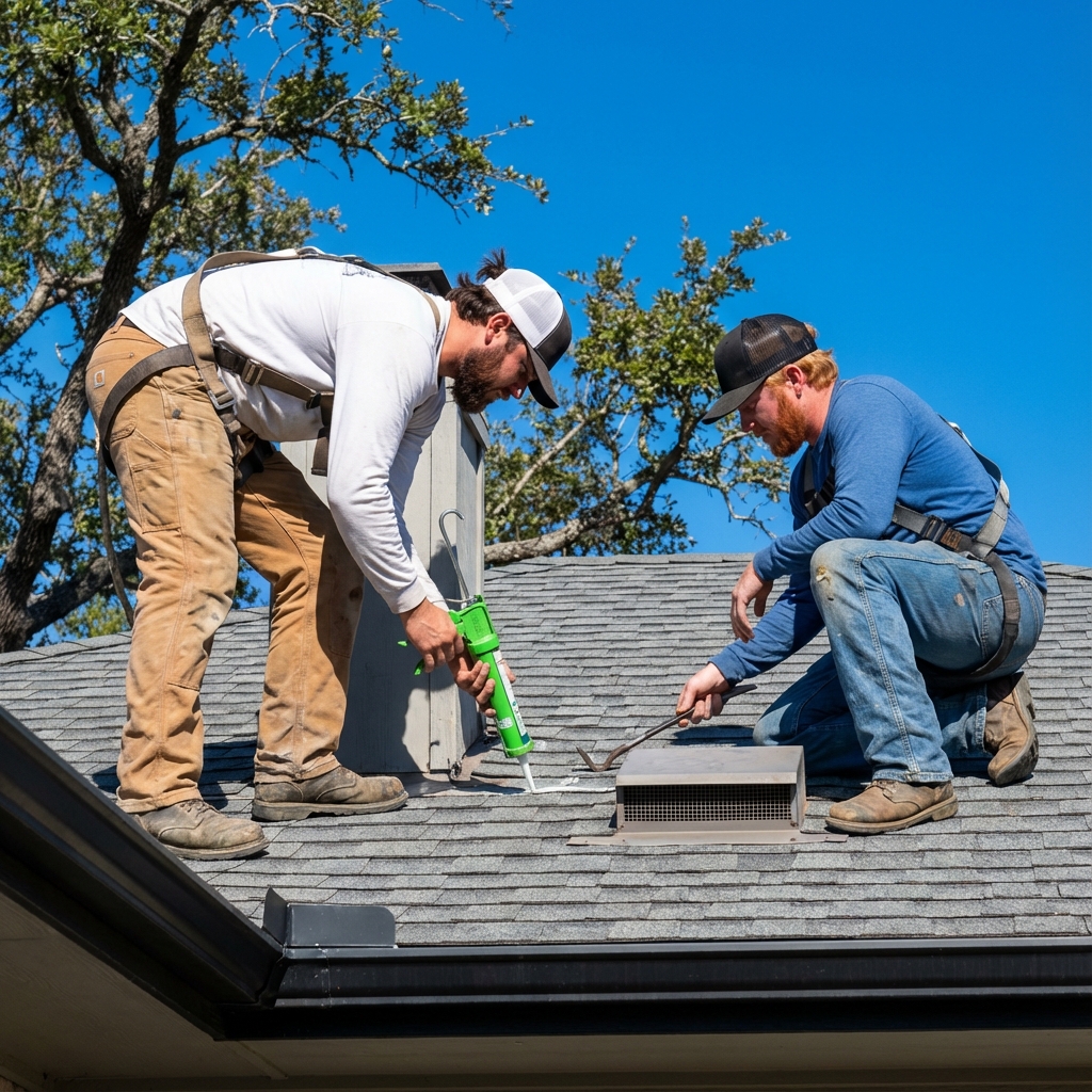 Roofing crew on job